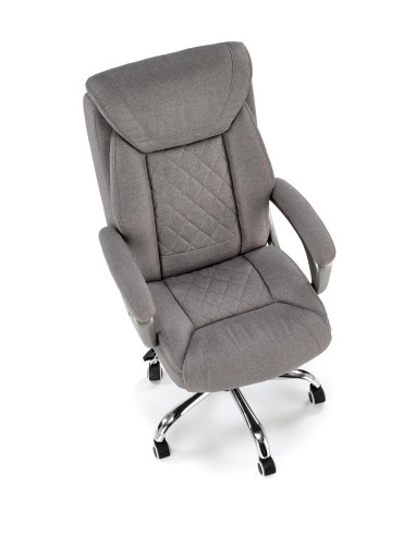 HELDER 2 Fotel Gabinetowy Popielaty | Oparcie w Romby, Chromowana Podstawa