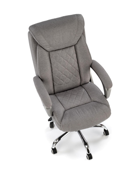 HELDER 2 Fotel Gabinetowy Popielaty | Oparcie w Romby, Chromowana Podstawa