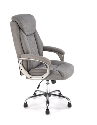 HELDER 2 Fotel Gabinetowy Popielaty | Oparcie w Romby, Chromowana Podstawa