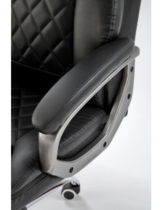 HELDER Fotel Gabinetowy Czarny Eco Skóra | Oparcie w Romby, Podstawa Chrom 2