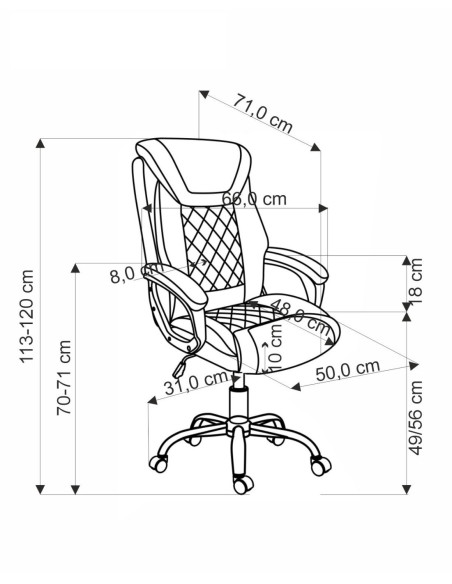 HELDER Fotel Gabinetowy Czarny Eco Skóra | Oparcie w Romby, Podstawa Chrom