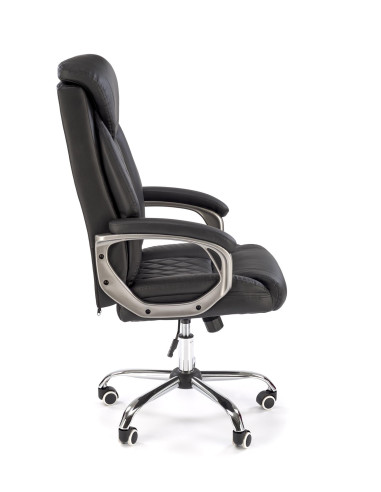 HELDER Fotel Gabinetowy Czarny Eco Skóra | Oparcie w Romby, Podstawa Chrom