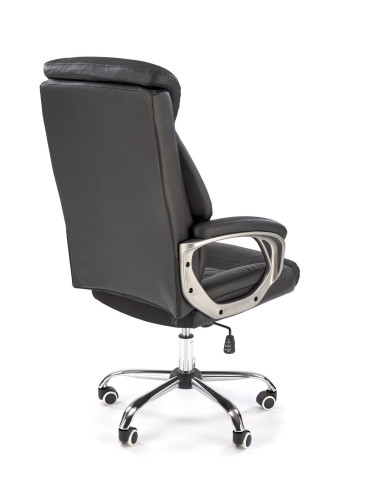 HELDER Fotel Gabinetowy Czarny Eco Skóra | Oparcie w Romby, Podstawa Chrom