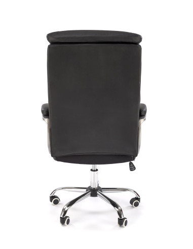 HELDER Fotel Gabinetowy Czarny Eco Skóra | Oparcie w Romby, Podstawa Chrom