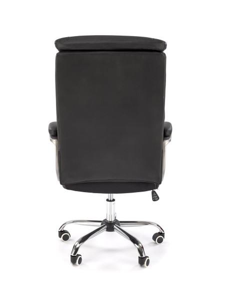 HELDER Fotel Gabinetowy Czarny Eco Skóra | Oparcie w Romby, Podstawa Chrom