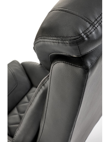 HELDER Fotel Gabinetowy Czarny Eco Skóra | Oparcie w Romby, Podstawa Chrom