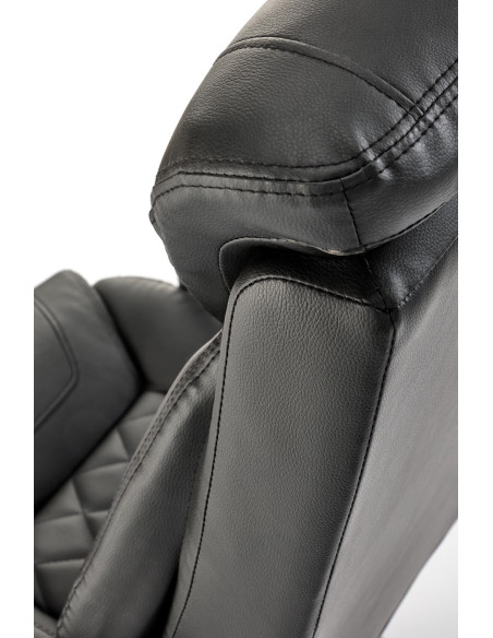 HELDER Fotel Gabinetowy Czarny Eco Skóra | Oparcie w Romby, Podstawa Chrom