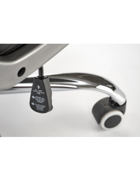 HELDER Fotel Gabinetowy Czarny Eco Skóra | Oparcie w Romby, Podstawa Chrom