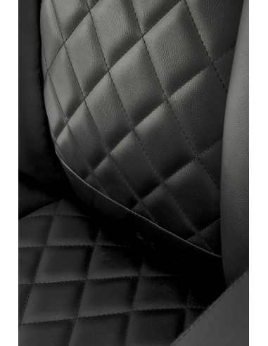 HELDER Fotel Gabinetowy Czarny Eco Skóra | Oparcie w Romby, Podstawa Chrom