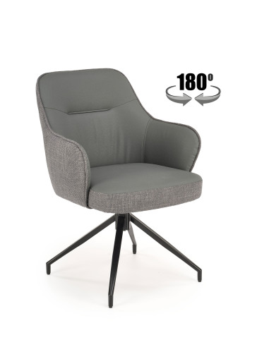 K527 Krzesło Popiel/Czarny | Eco Skóra | Funkcja Obracania 180 Stopni