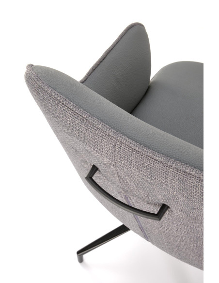 K527 Krzesło Popiel/Czarny | Eco Skóra | Funkcja Obracania 180 Stopni