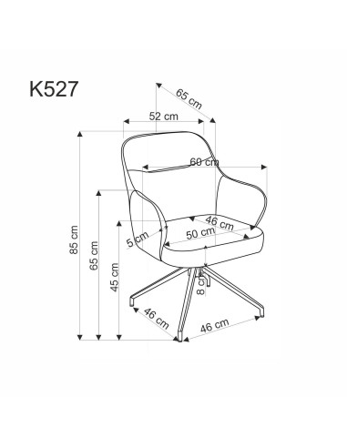 K527 Krzesło Popiel/Czarny | Eco Skóra | Funkcja Obracania 180 Stopni