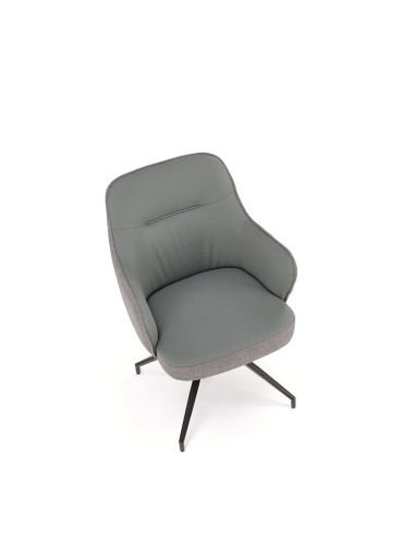 K527 Krzesło Popiel/Czarny | Eco Skóra | Funkcja Obracania 180 Stopni