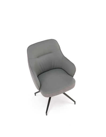 K527 Krzesło Popiel/Czarny | Eco Skóra | Funkcja Obracania 180 Stopni