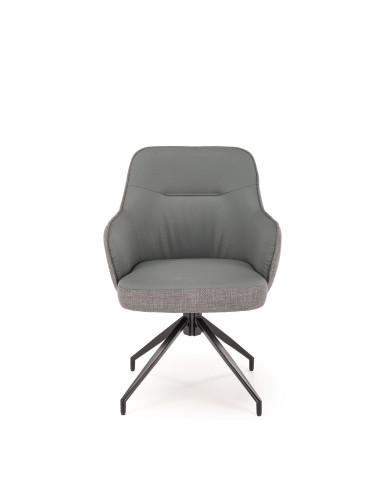 K527 Krzesło Popiel/Czarny | Eco Skóra | Funkcja Obracania 180 Stopni