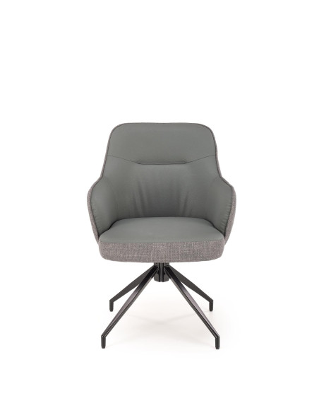 K527 Krzesło Popiel/Czarny | Eco Skóra | Funkcja Obracania 180 Stopni