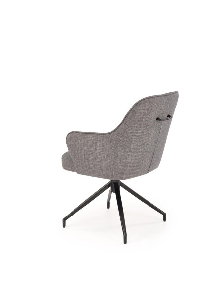 K527 Krzesło Popiel/Czarny | Eco Skóra | Funkcja Obracania 180 Stopni