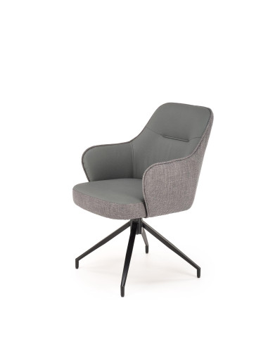 K527 Krzesło Popiel/Czarny | Eco Skóra | Funkcja Obracania 180 Stopni