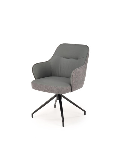 K527 Krzesło Popiel/Czarny | Eco Skóra | Funkcja Obracania 180 Stopni