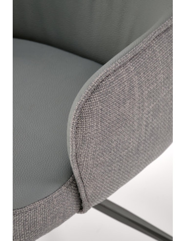 K527 Krzesło Popiel/Czarny | Eco Skóra | Funkcja Obracania 180 Stopni