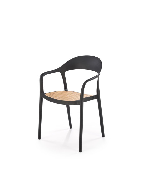 K530 Krzesło Czarne z Naturalnym Siedziskiem | Polipropylen | Elaganckie