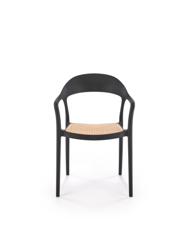 K530 Krzesło Czarne z Naturalnym Siedziskiem | Polipropylen | Elaganckie