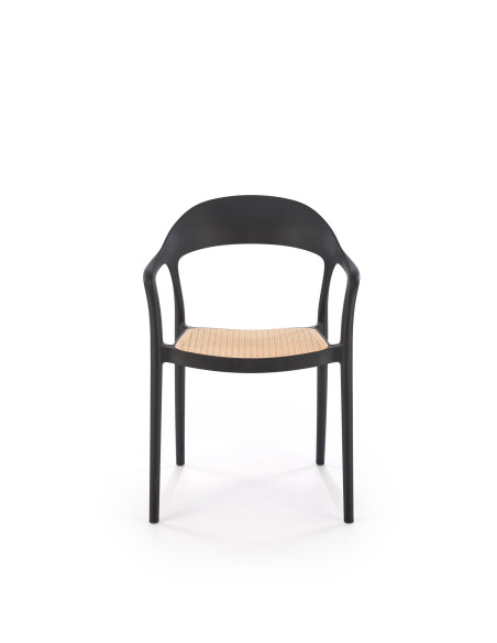 K530 Krzesło Czarne z Naturalnym Siedziskiem | Polipropylen | Elaganckie