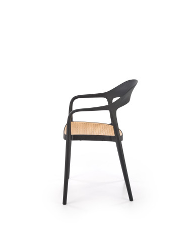 K530 Krzesło Czarne z Naturalnym Siedziskiem | Polipropylen | Elaganckie