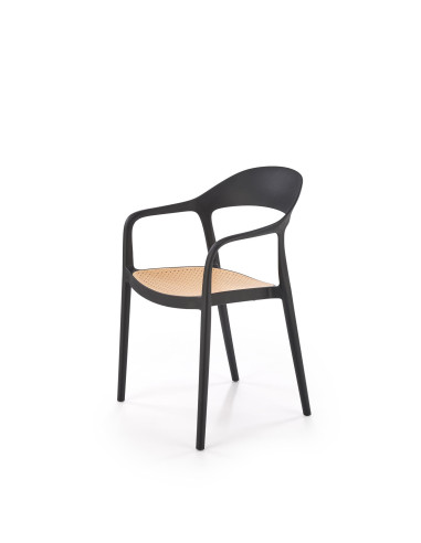 K530 Krzesło Czarne z Naturalnym Siedziskiem | Polipropylen | Elaganckie