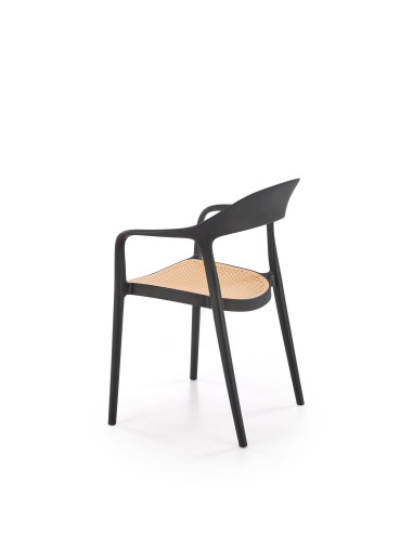 K530 Krzesło Czarne z Naturalnym Siedziskiem | Polipropylen | Elaganckie