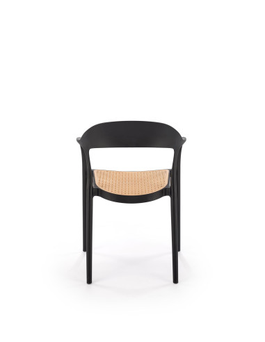 K530 Krzesło Czarne z Naturalnym Siedziskiem | Polipropylen | Elaganckie