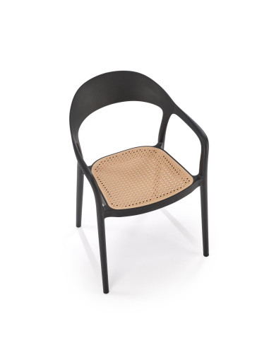 K530 Krzesło Czarne z Naturalnym Siedziskiem | Polipropylen | Elaganckie