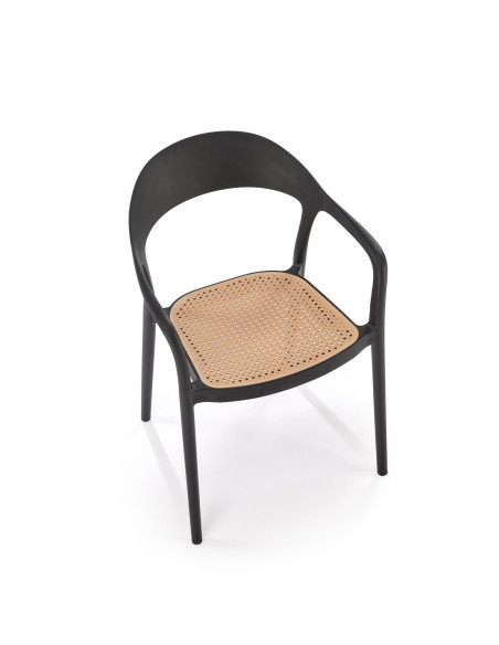 K530 Krzesło Czarne z Naturalnym Siedziskiem | Polipropylen | Elaganckie