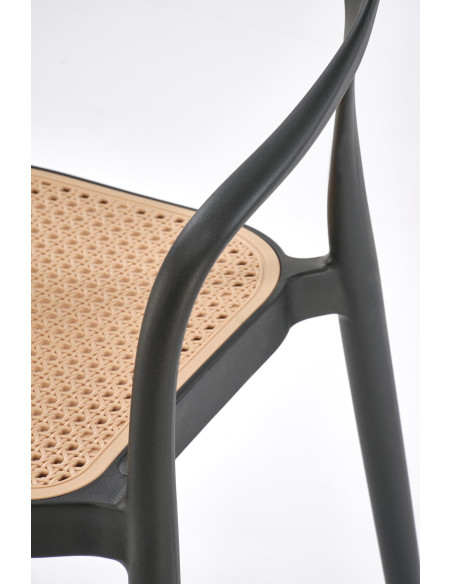 K530 Krzesło Czarne z Naturalnym Siedziskiem | Polipropylen | Elaganckie