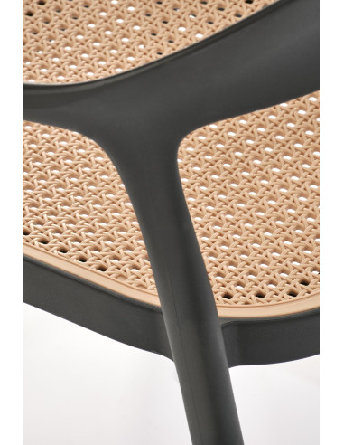 K530 Krzesło Czarne z Naturalnym Siedziskiem | Polipropylen | Elaganckie