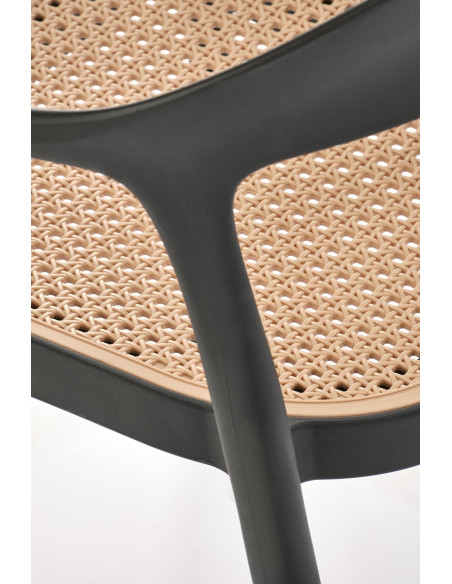 K530 Krzesło Czarne z Naturalnym Siedziskiem | Polipropylen | Elaganckie