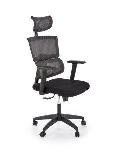 PABLO Fotel Gabinetowy Popielaty/Czarny Regulowany Zagłówek i Podłokietniki