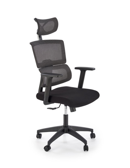 PABLO Fotel Gabinetowy Popielaty/Czarny Regulowany Zagłówek i Podłokietniki