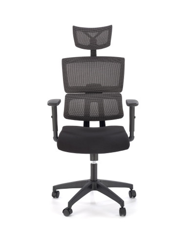 PABLO Fotel Gabinetowy Popielaty/Czarny Regulowany Zagłówek i Podłokietniki