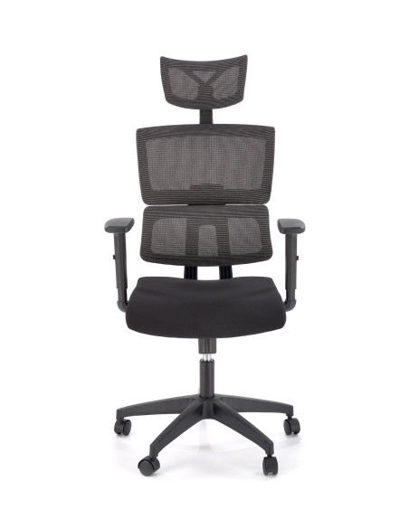 PABLO Fotel Gabinetowy Popielaty/Czarny Regulowany Zagłówek i Podłokietniki