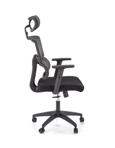 PABLO Fotel Gabinetowy Popielaty/Czarny Regulowany Zagłówek i Podłokietniki