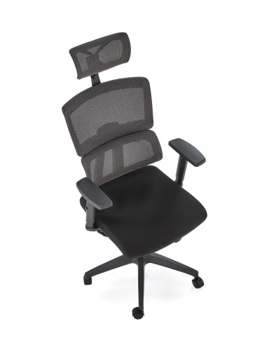 PABLO Fotel Gabinetowy Popielaty/Czarny Regulowany Zagłówek i Podłokietniki