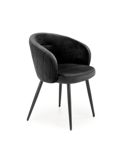 K430 Krzesło Czarne Velvet | Kubełkowe Oparcie w Romby, Nogi Stalowe