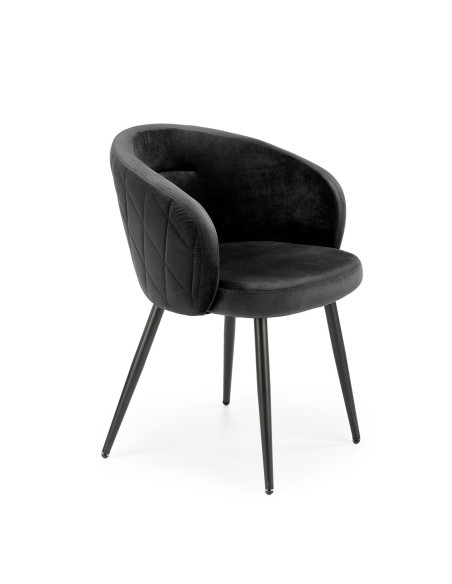 K430 Krzesło Czarne Velvet | Kubełkowe Oparcie w Romby, Nogi Stalowe