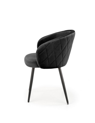 K430 Krzesło Czarne Velvet | Kubełkowe Oparcie w Romby, Nogi Stalowe