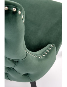 ALDA Krzesło C.Zielone Pikowane Velvet | Drewno, Złote Ćwieki na Bokach 2