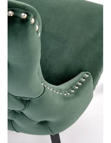 ALDA Krzesło C.Zielone Pikowane Velvet | Drewno, Złote Ćwieki na Bokach