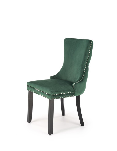 ALDA Krzesło C.Zielone Pikowane Velvet | Drewno, Złote Ćwieki na Bokach