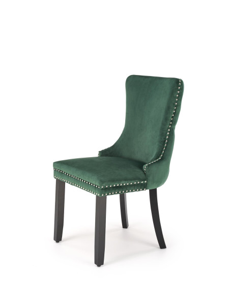 ALDA Krzesło C.Zielone Pikowane Velvet | Drewno, Złote Ćwieki na Bokach