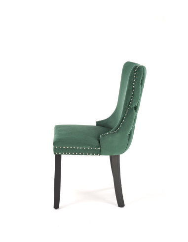ALDA Krzesło C.Zielone Pikowane Velvet | Drewno, Złote Ćwieki na Bokach